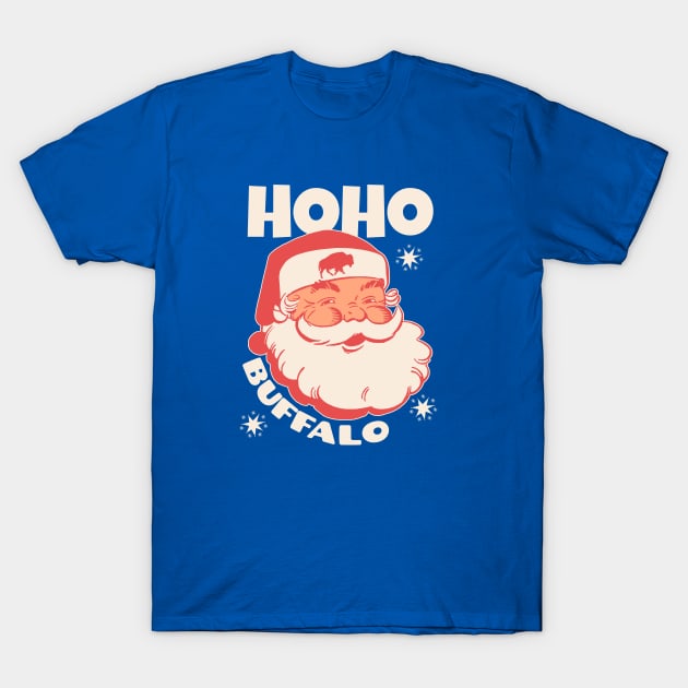 Let's Go Buffalo Ho Ho Buffalo Christmas Santa T-Shirt by LizardIsland